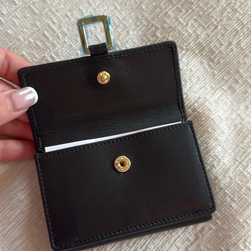 NWT IRO Black Leather Wallet with Gold Detailing and Logo